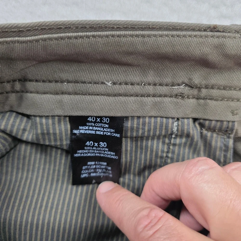 Weatherproof Pants Mens 40x30 Olive Green Cotton‎ Twill Straight Chino SCWP700